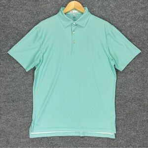 Peter Millar Polo Shirt Men’s M Green Geometric Diamond Print Golf Performance